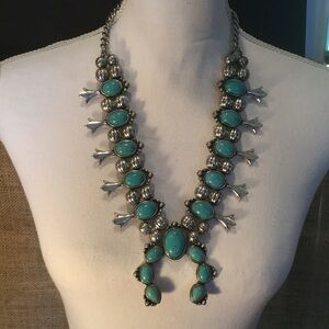 Faux Navajo Squash Blossom Necklace Set